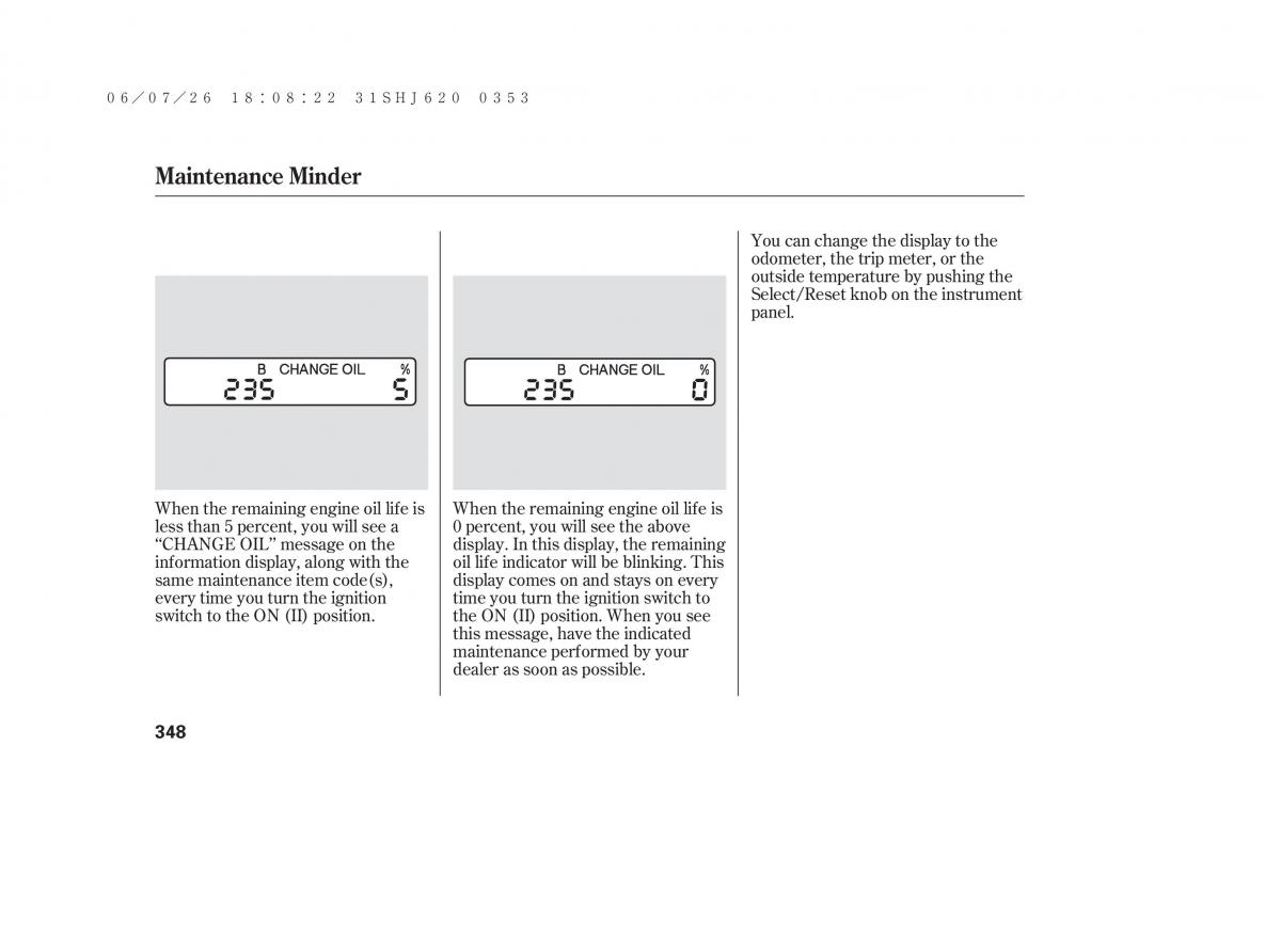 Honda Odyssey III 3 owners manual / page 354