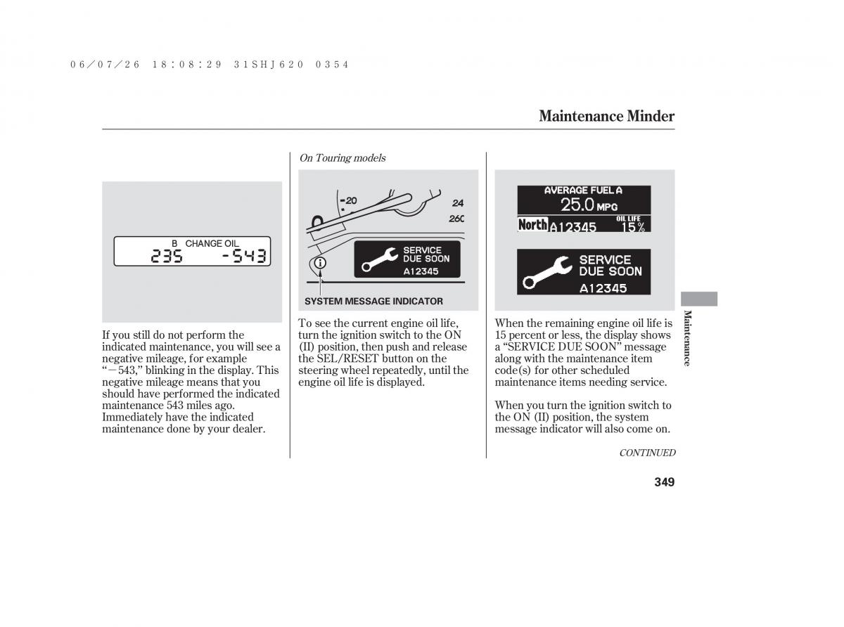 Honda Odyssey III 3 owners manual / page 355