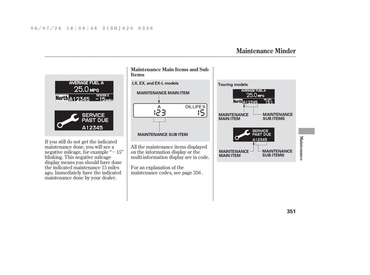 Honda Odyssey III 3 owners manual / page 357