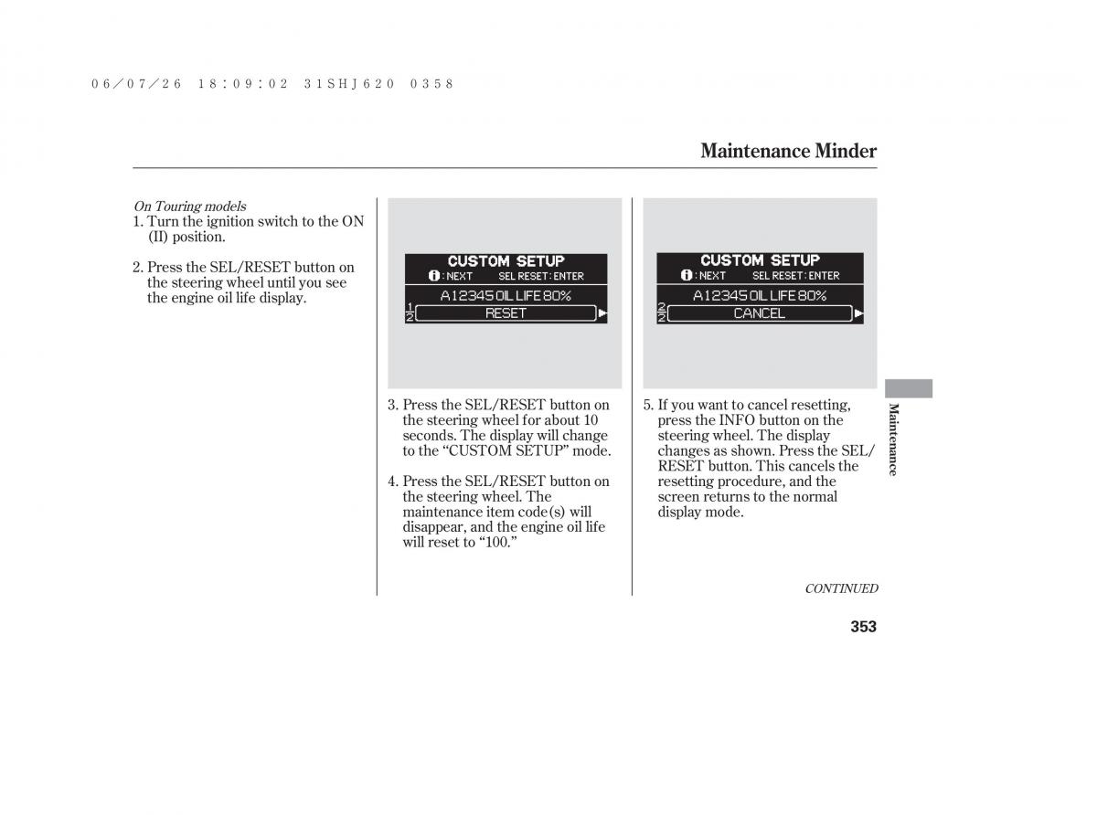 Honda Odyssey III 3 owners manual / page 359