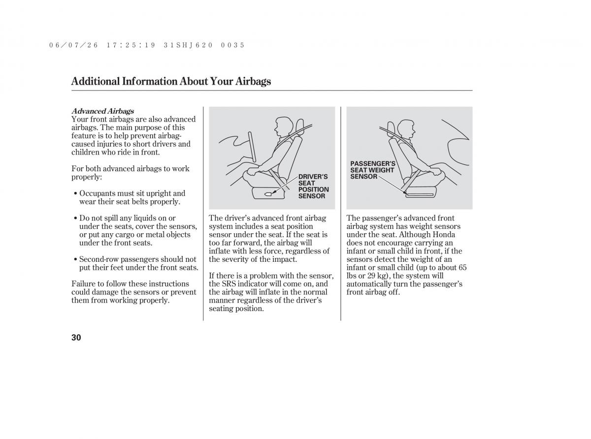 Honda Odyssey III 3 owners manual / page 36