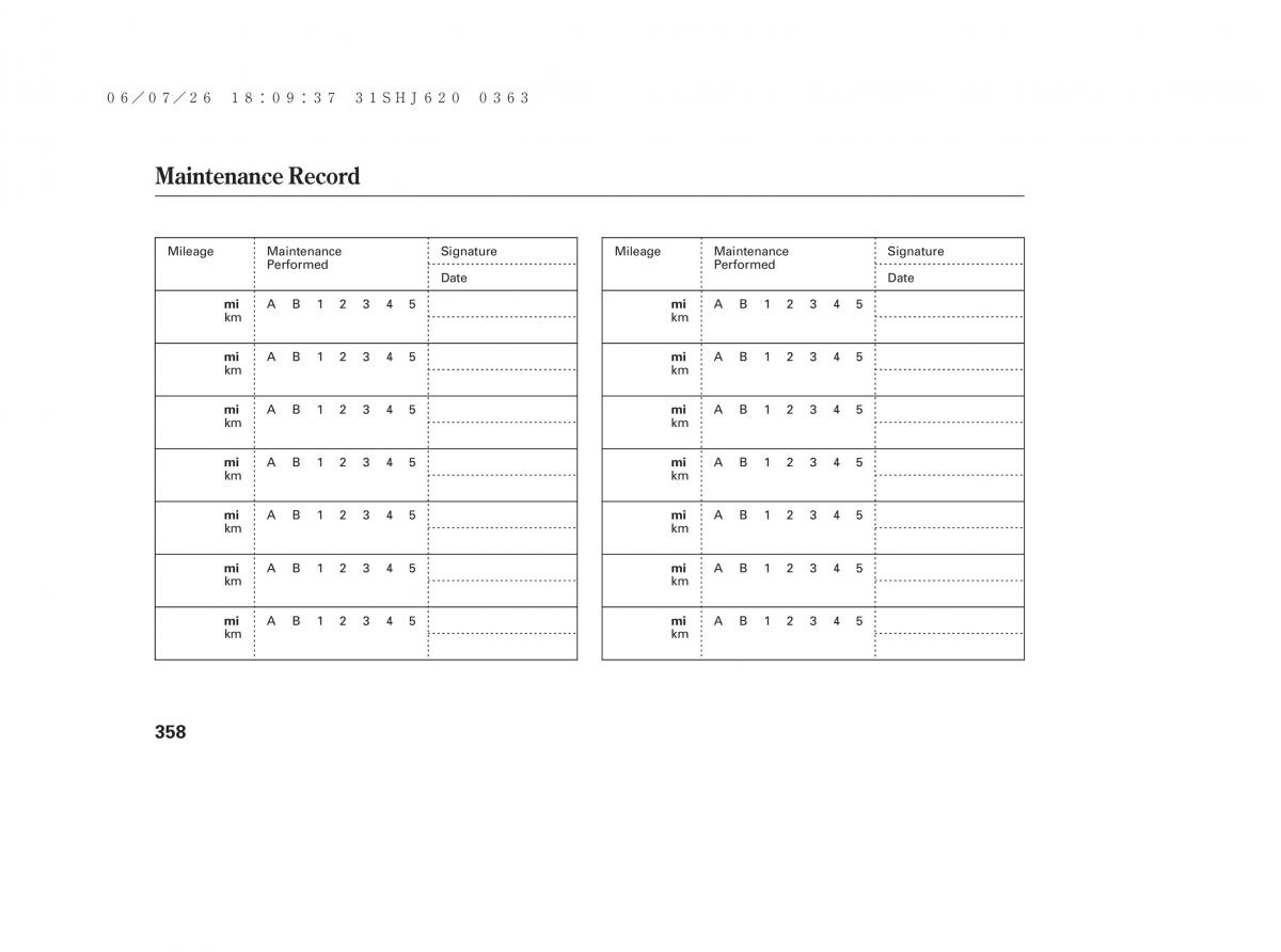 Honda Odyssey III 3 owners manual / page 364