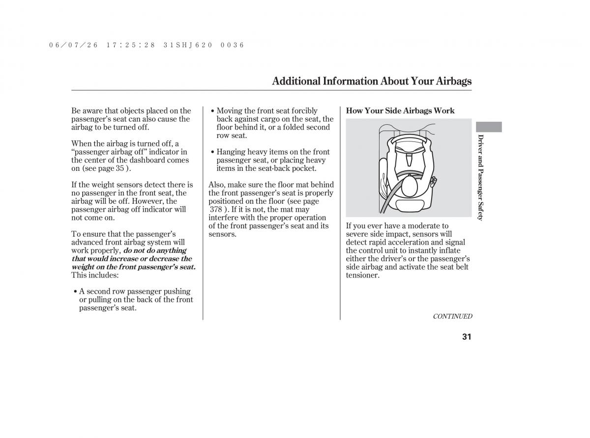 Honda Odyssey III 3 owners manual / page 37