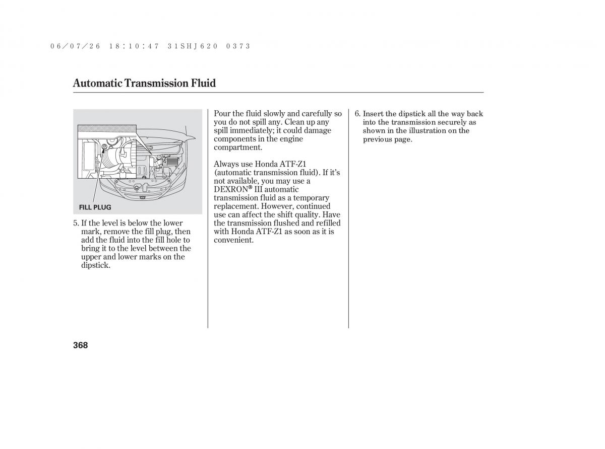 Honda Odyssey III 3 owners manual / page 374