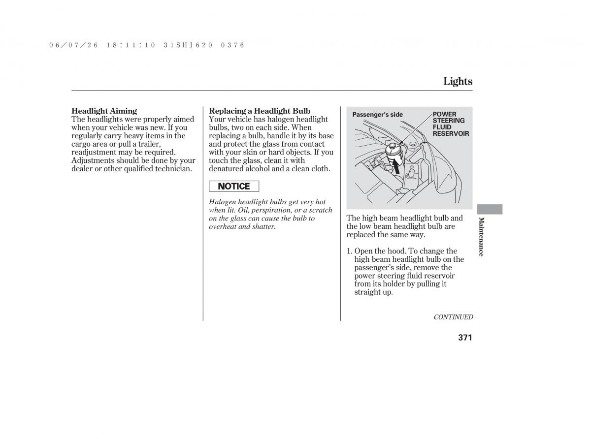 Honda Odyssey III 3 owners manual / page 377