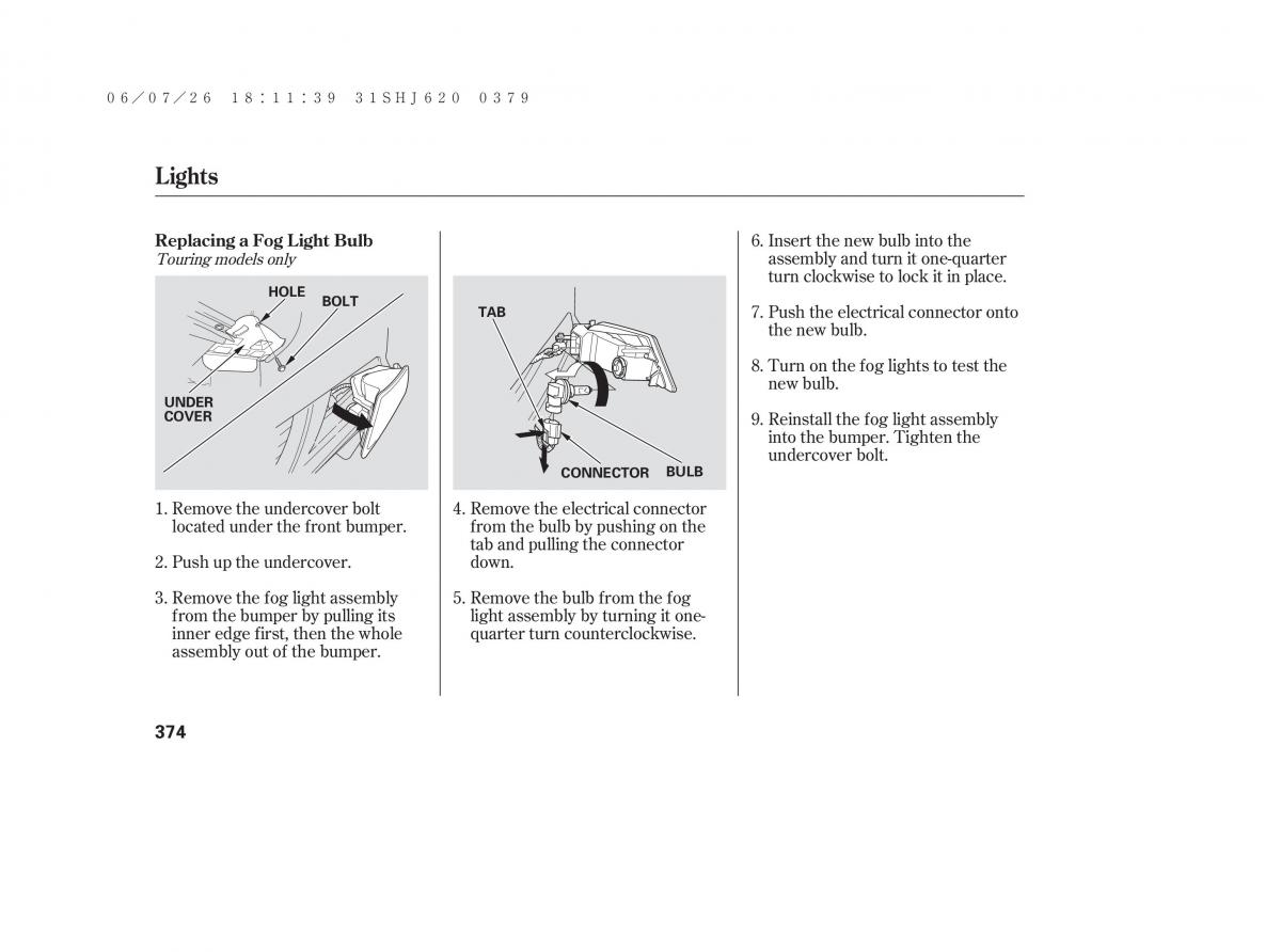 Honda Odyssey III 3 owners manual / page 380