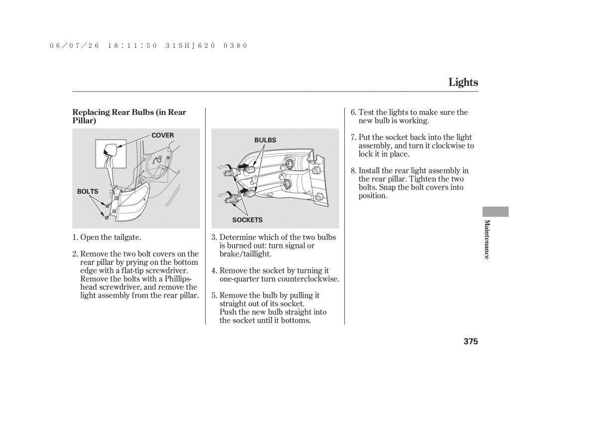 Honda Odyssey III 3 owners manual / page 381