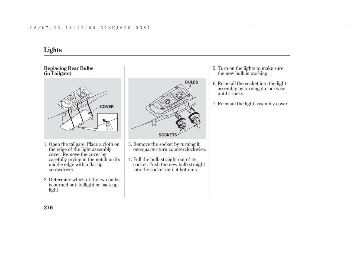 Honda Odyssey III 3 owners manual / page 382