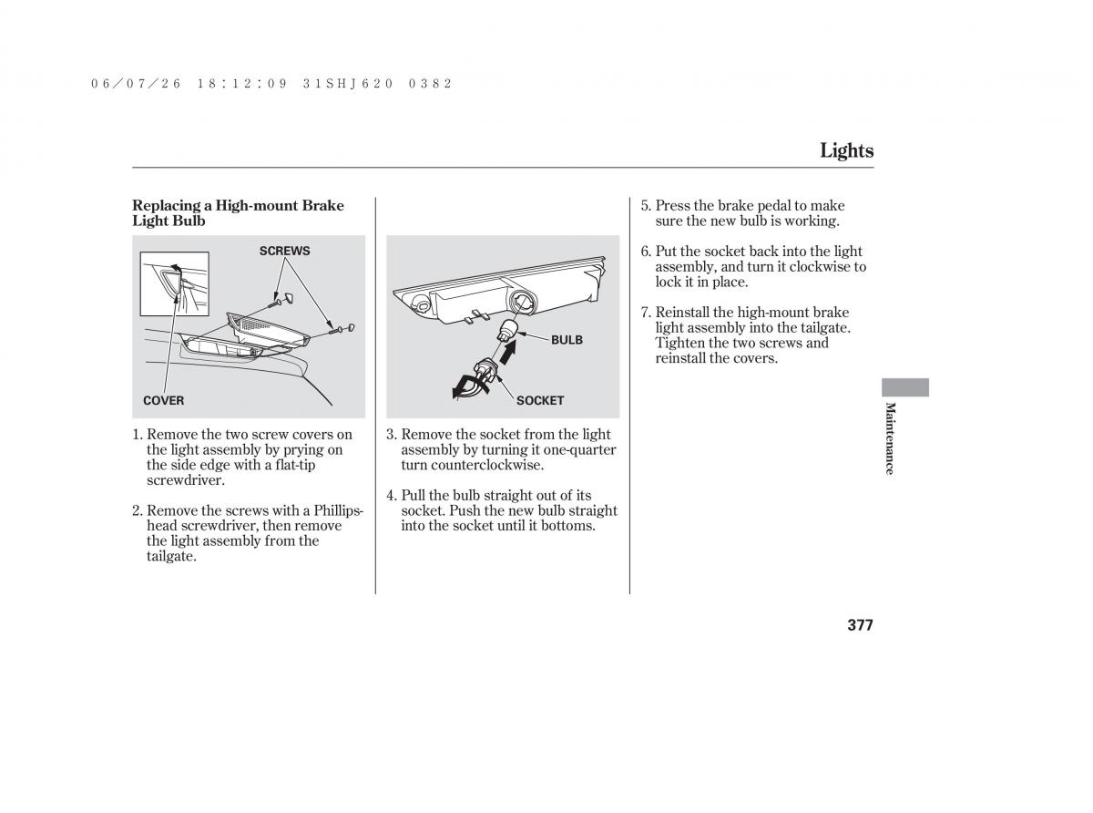 Honda Odyssey III 3 owners manual / page 383