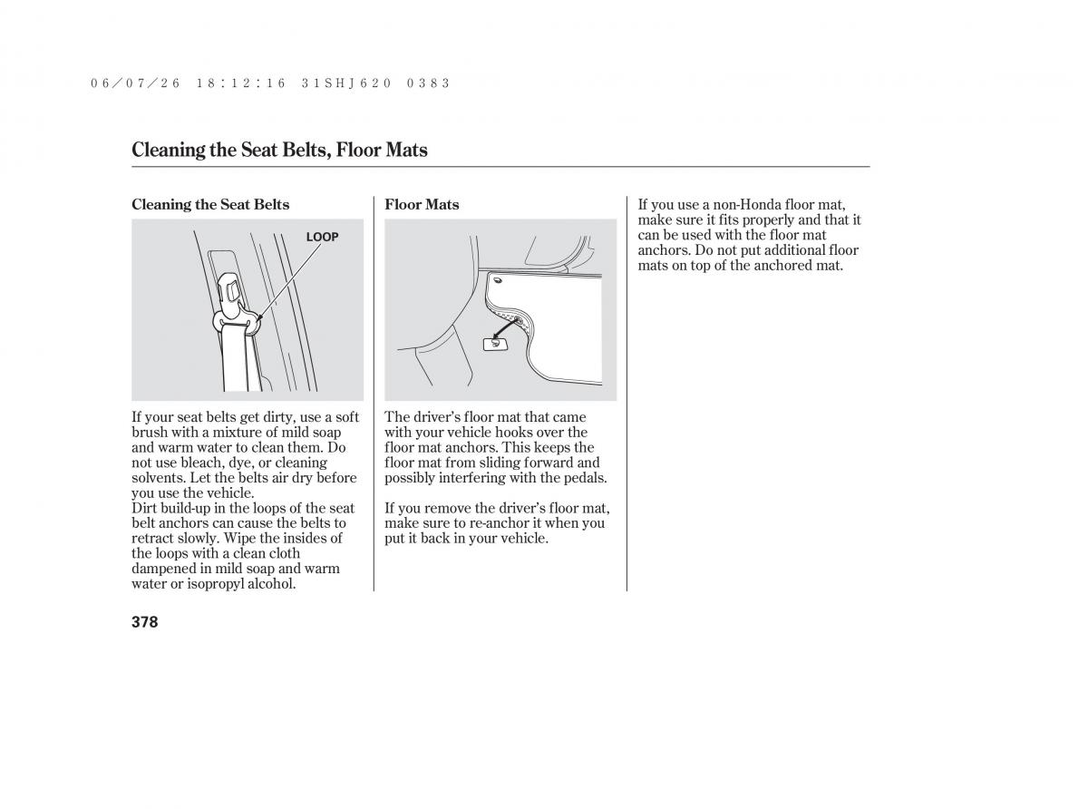 Honda Odyssey III 3 owners manual / page 384