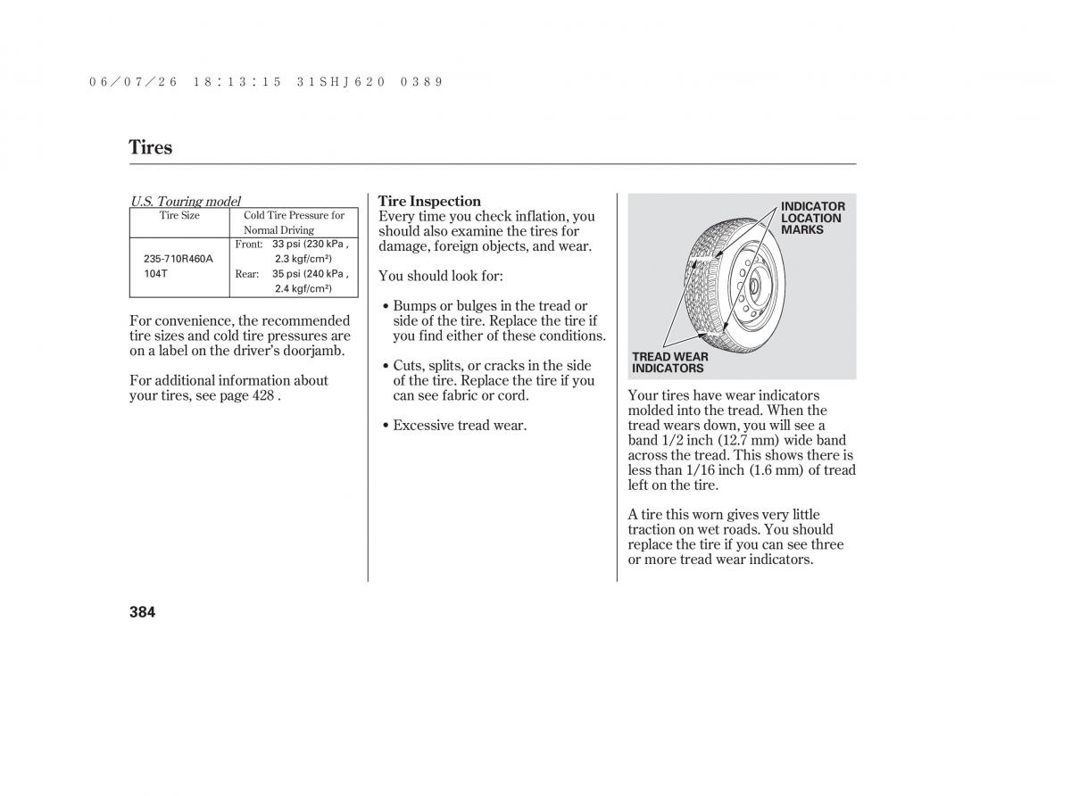 Honda Odyssey III 3 owners manual / page 390