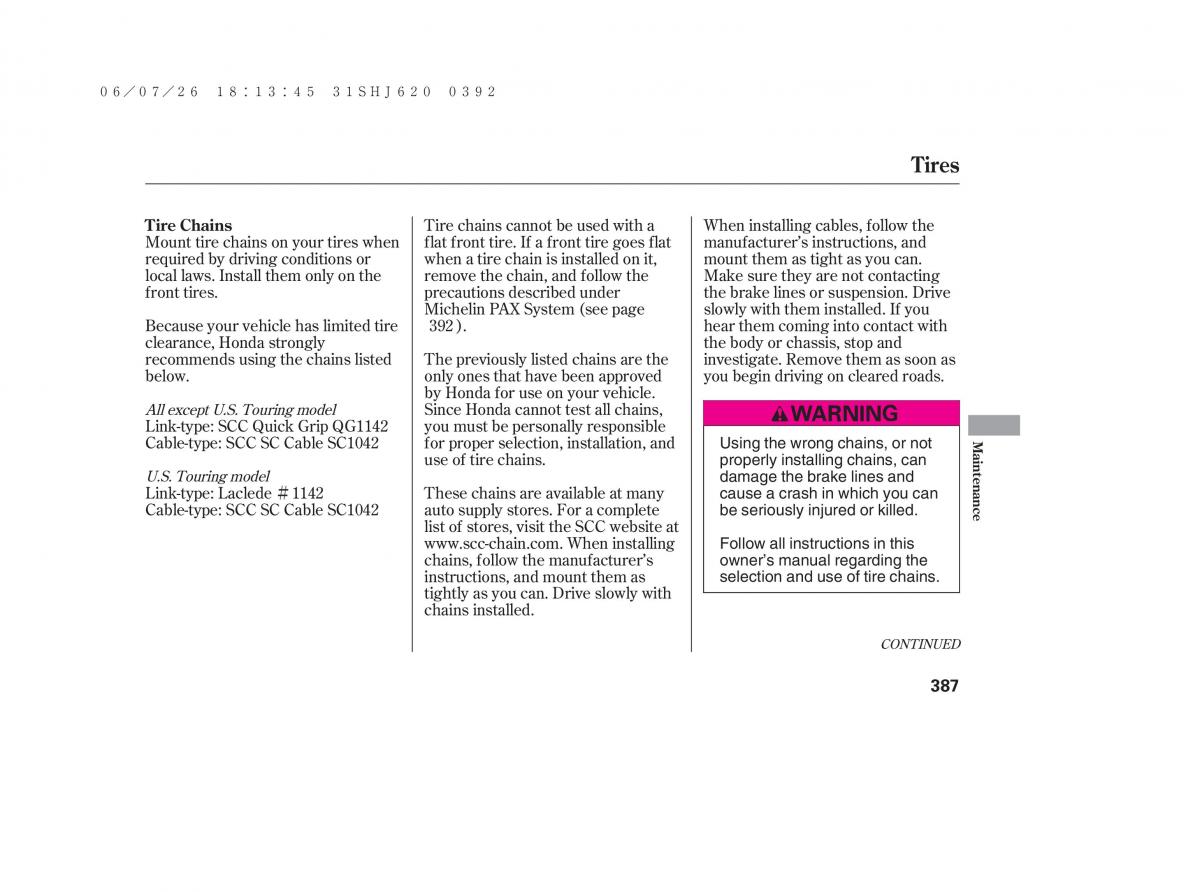 Honda Odyssey III 3 owners manual / page 393