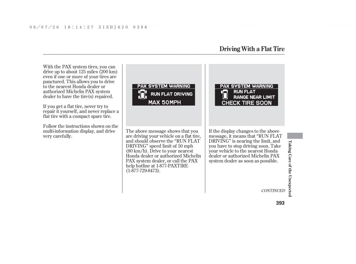 Honda Odyssey III 3 owners manual / page 399