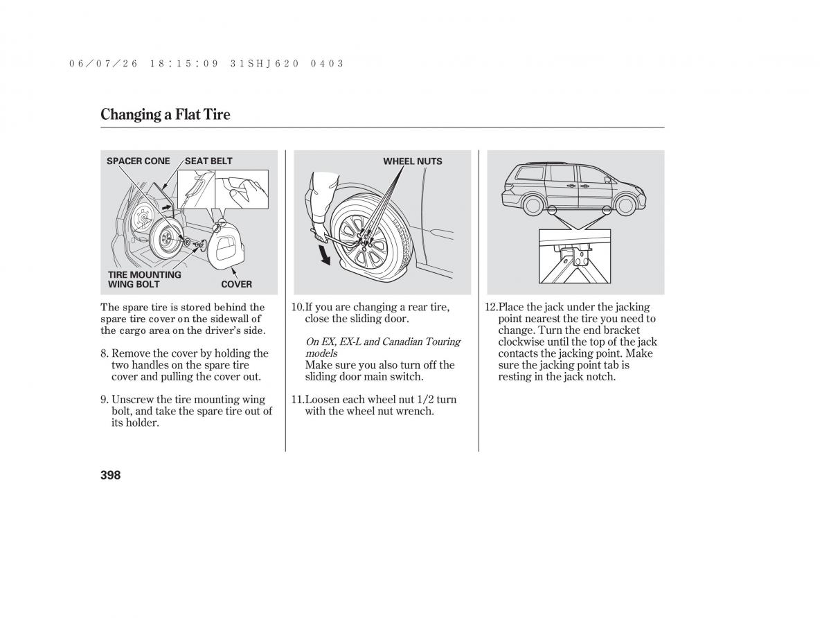 Honda Odyssey III 3 owners manual / page 404