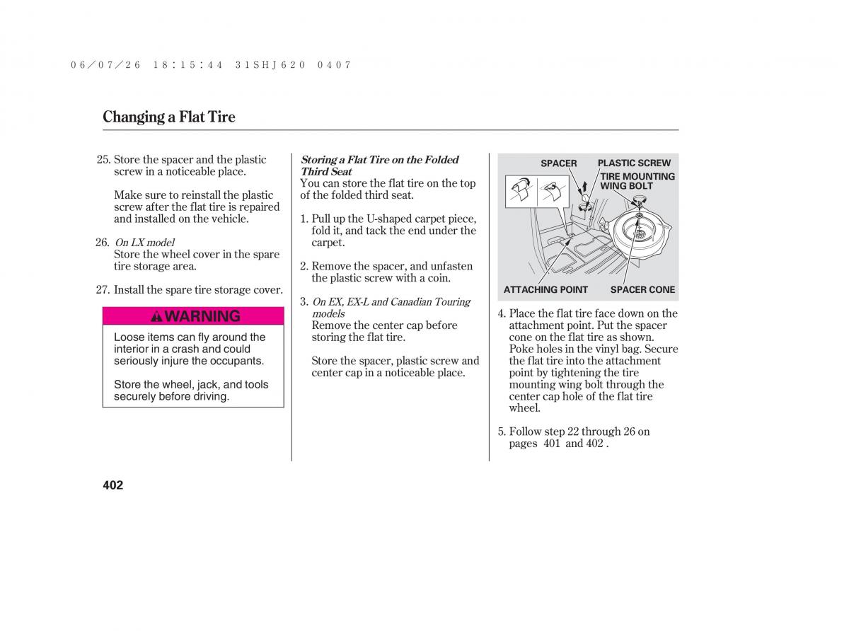 Honda Odyssey III 3 owners manual / page 408