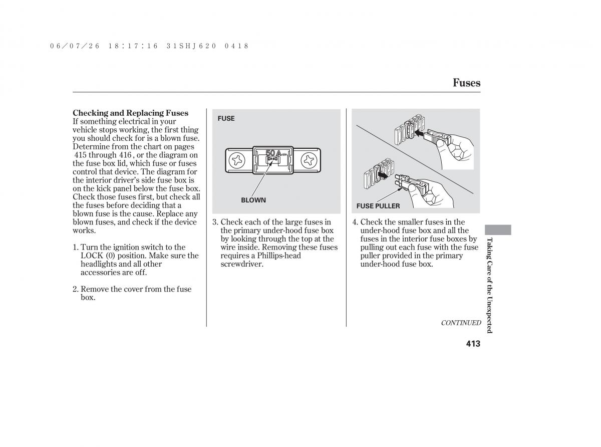 Honda Odyssey III 3 owners manual / page 419