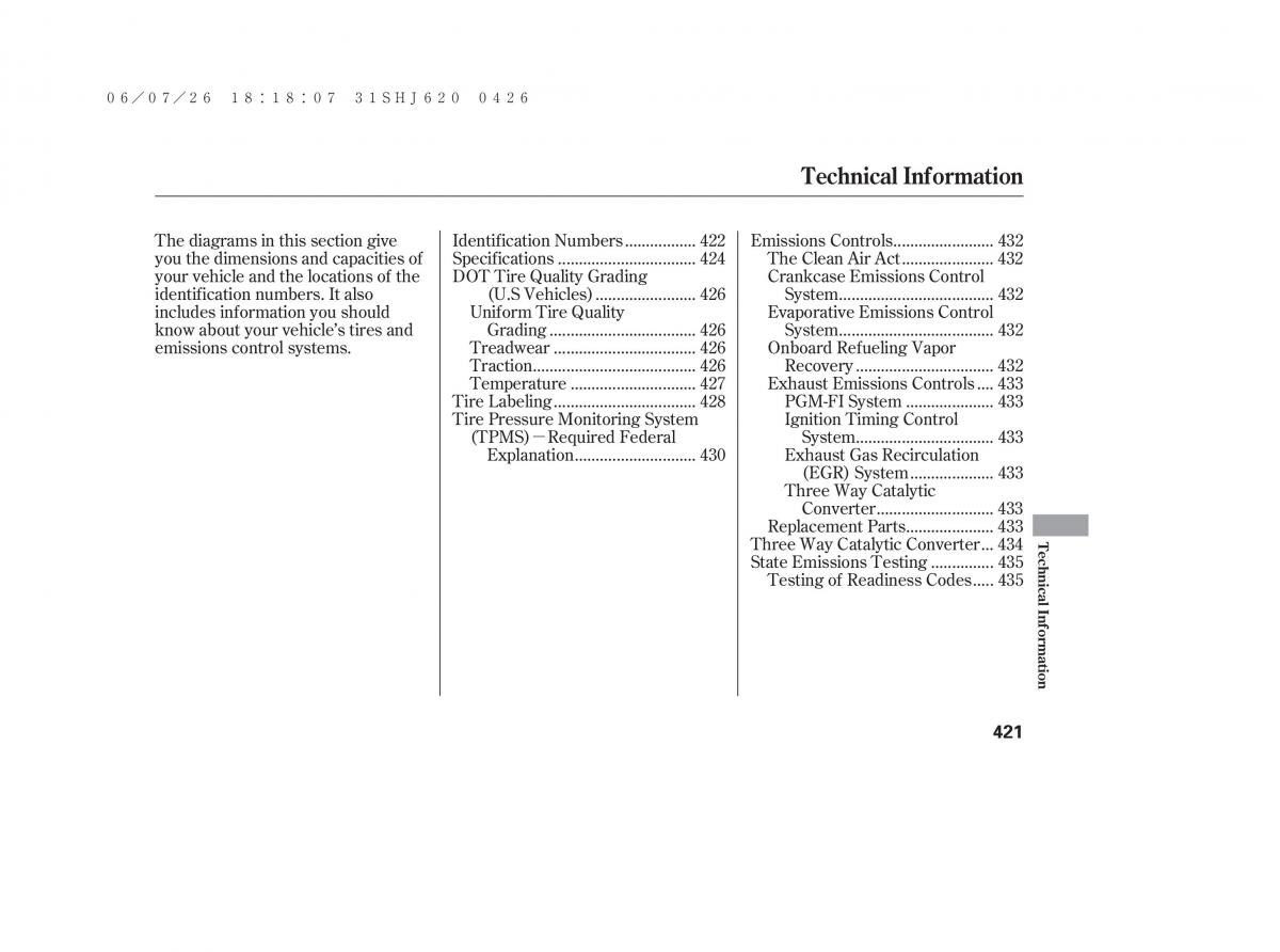 Honda Odyssey III 3 owners manual / page 427