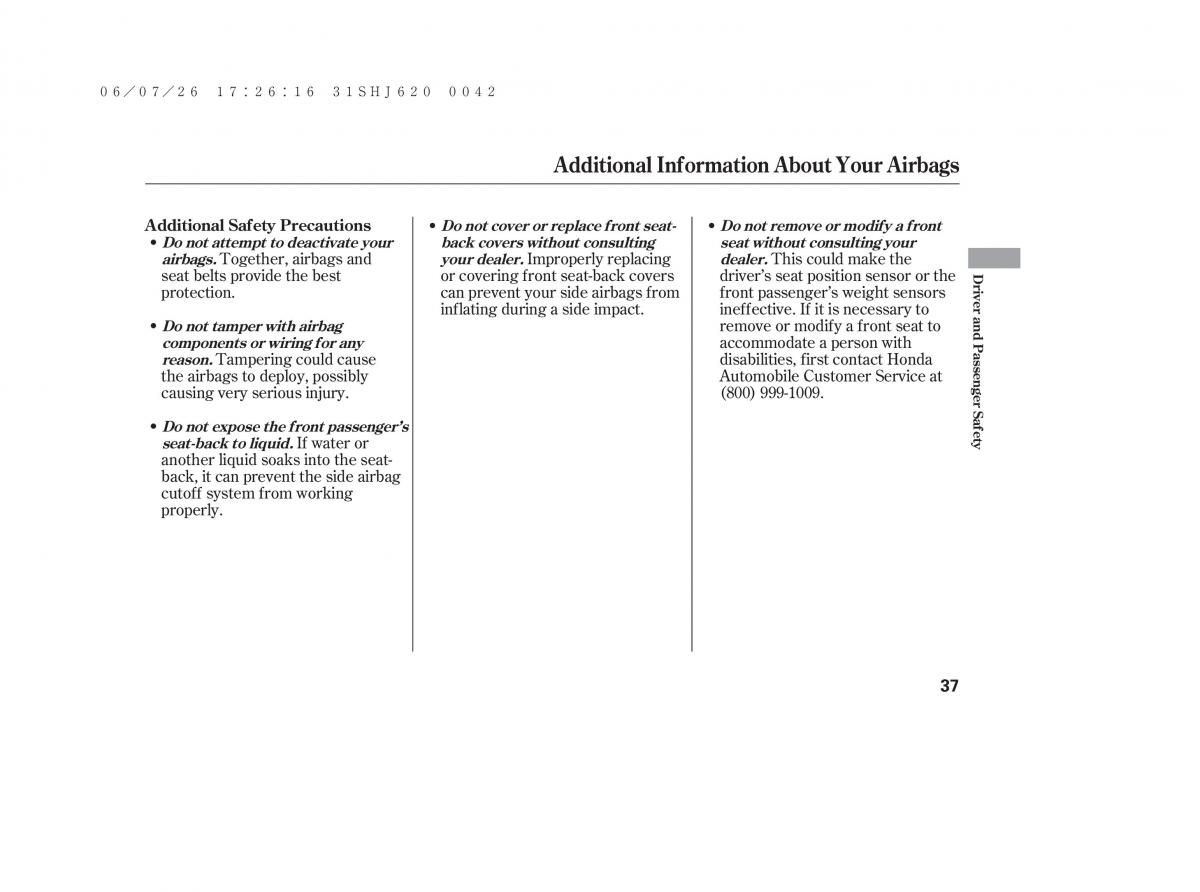 Honda Odyssey III 3 owners manual / page 43