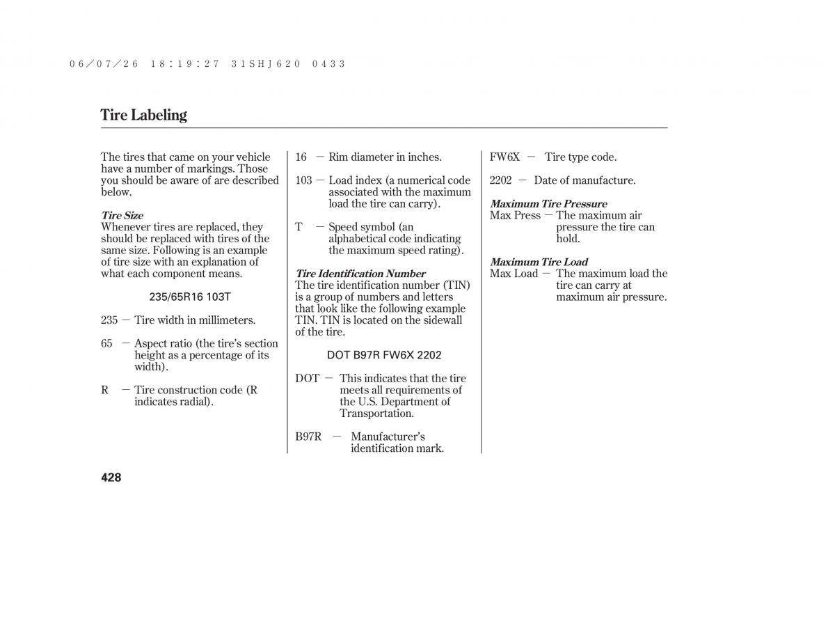 Honda Odyssey III 3 owners manual / page 434