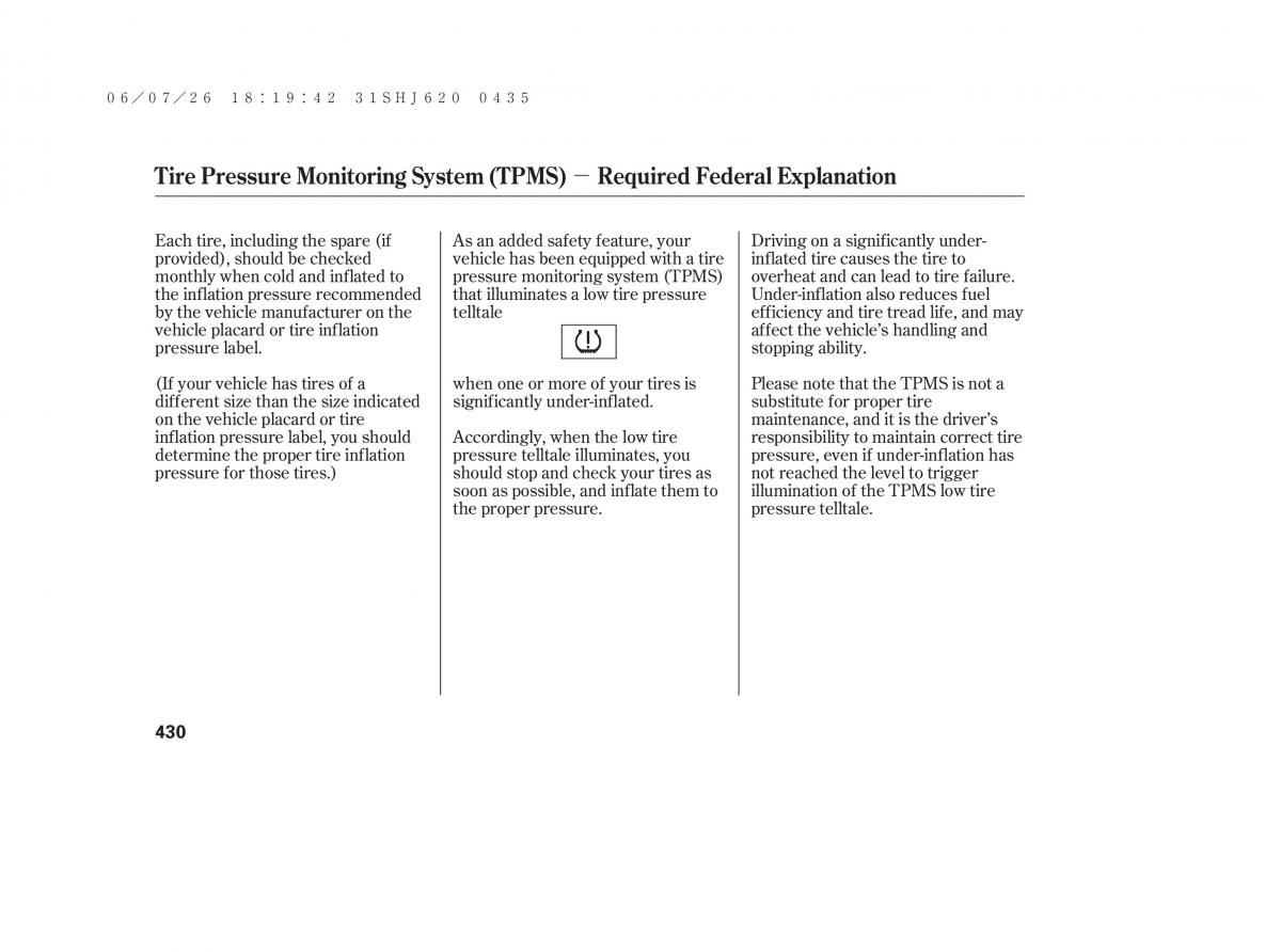 Honda Odyssey III 3 owners manual / page 436