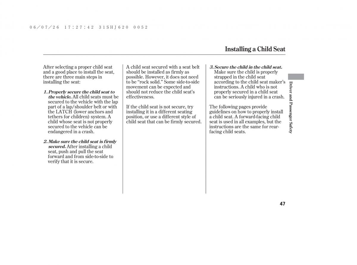 Honda Odyssey III 3 owners manual / page 53