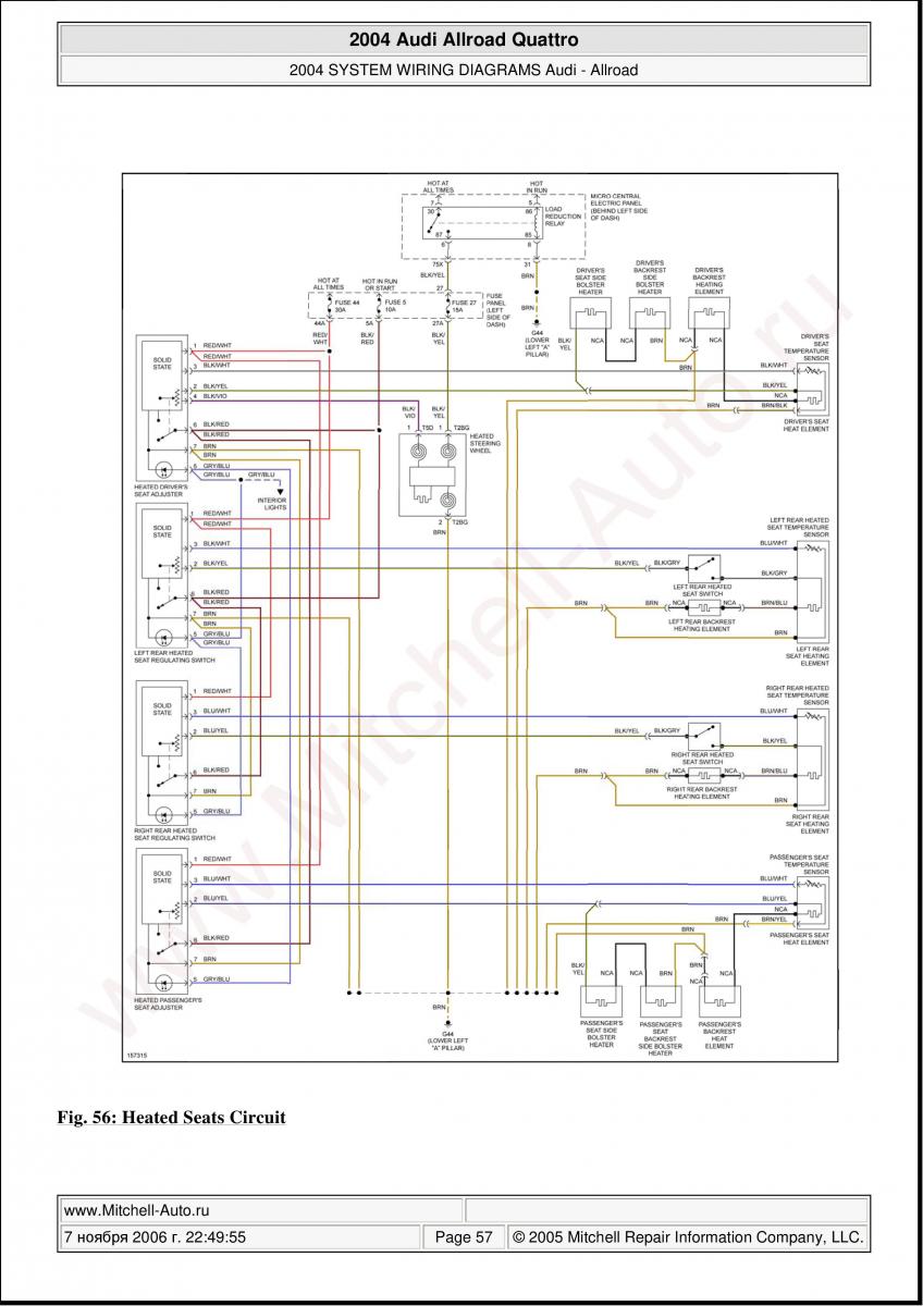 Audi A6 Allroad C5 Quattro wiring diagrams / page 57