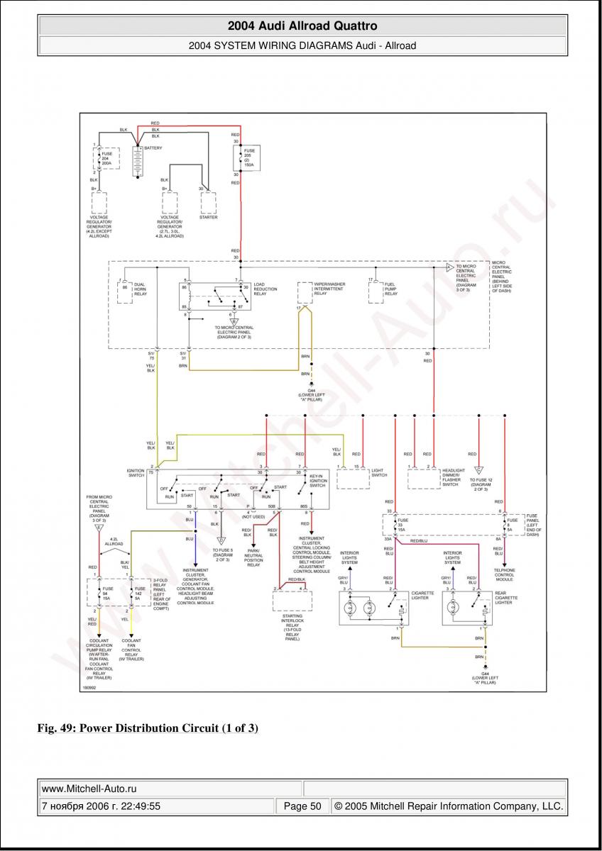 Audi A6 Allroad C5 Quattro wiring diagrams / page 50