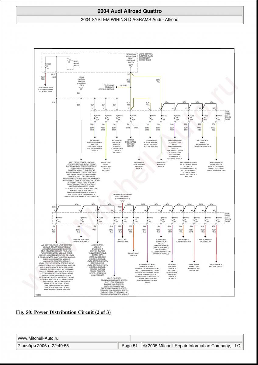 Audi A6 Allroad C5 Quattro wiring diagrams / page 51