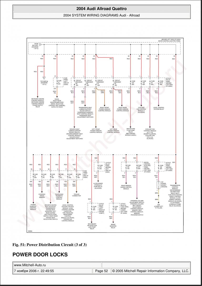 Audi A6 Allroad C5 Quattro wiring diagrams / page 52