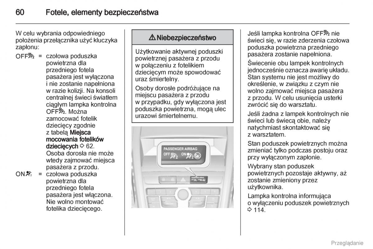 Opel Zafira C Tourer instrukcja obslugi / page 61