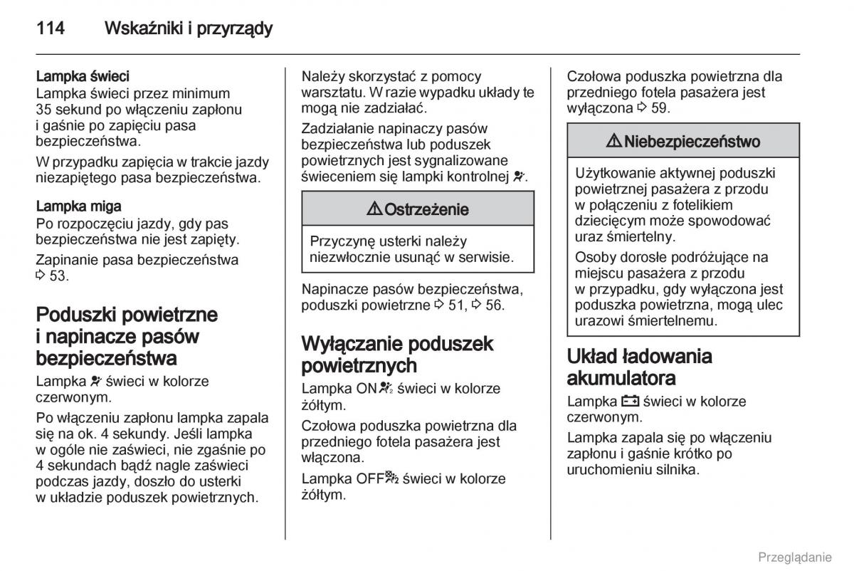 Opel Zafira C Tourer instrukcja obslugi / page 115