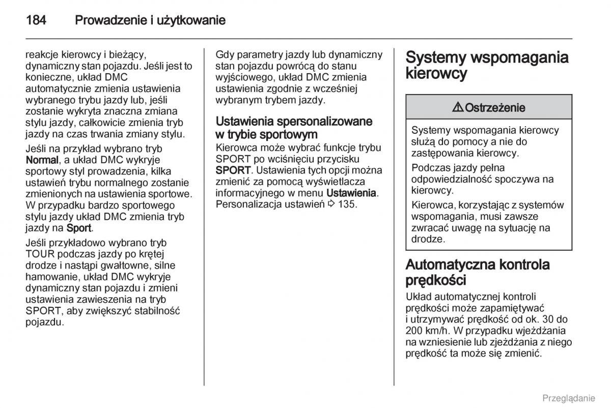 Opel Zafira C Tourer instrukcja obslugi / page 185