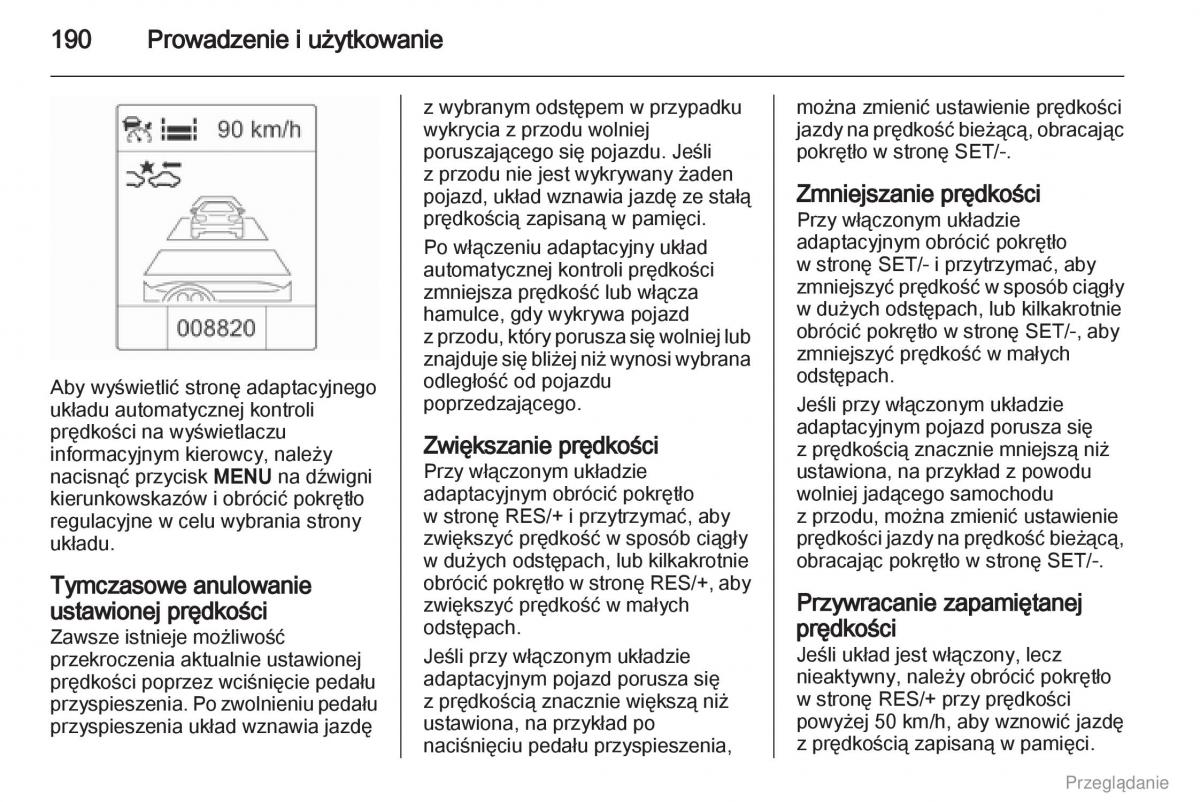 Opel Zafira C Tourer instrukcja obslugi / page 191