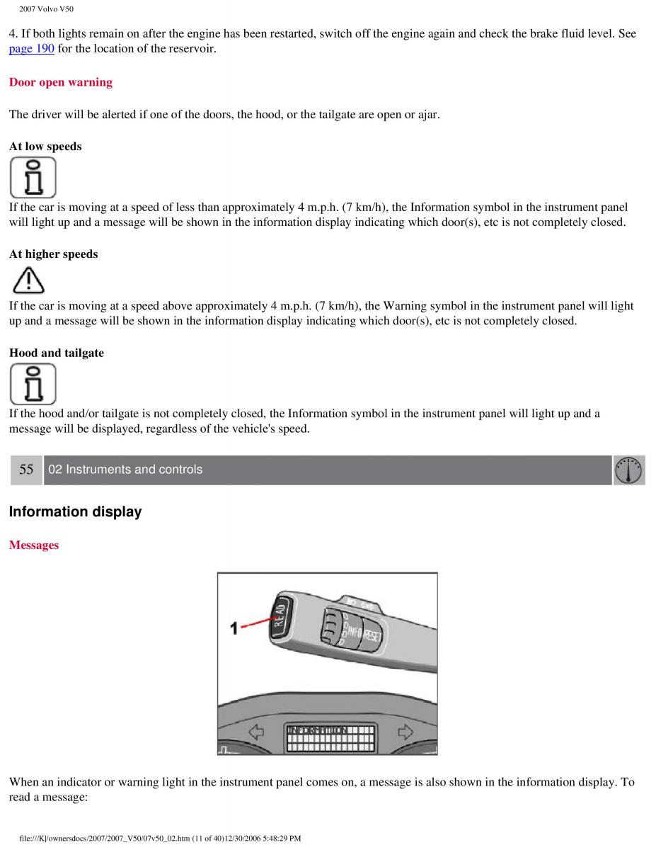 Volvo V50 owners manual / page 61