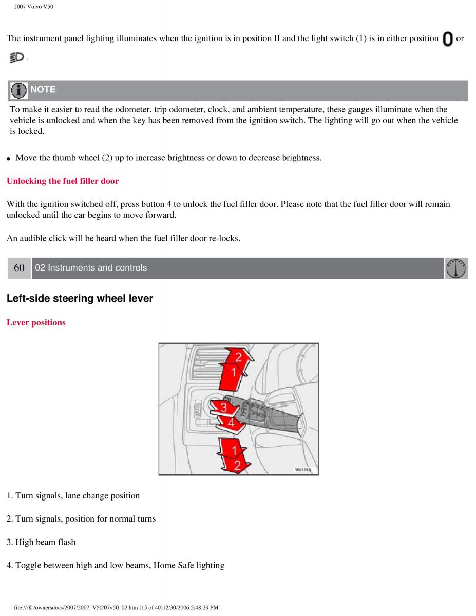 Volvo V50 owners manual / page 65