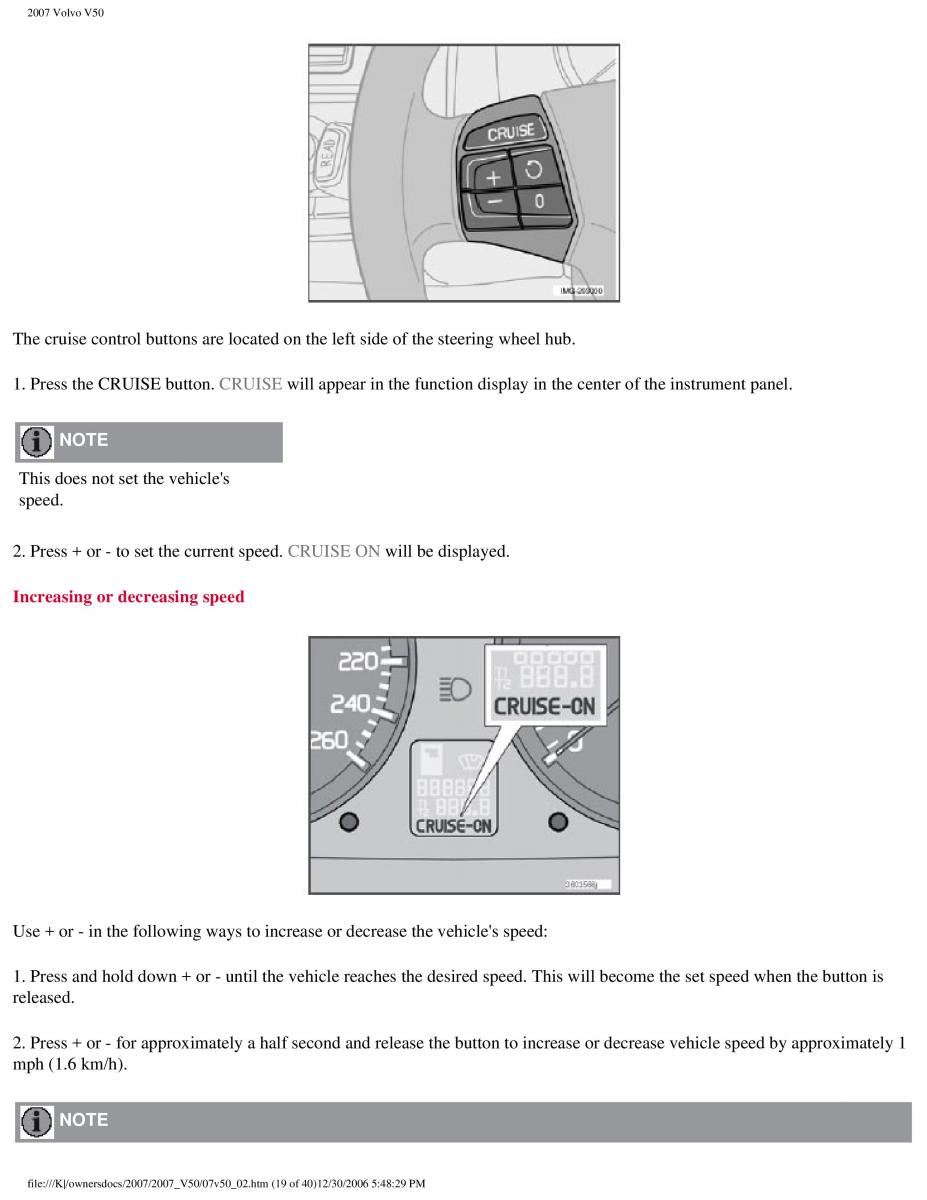 Volvo V50 owners manual / page 69