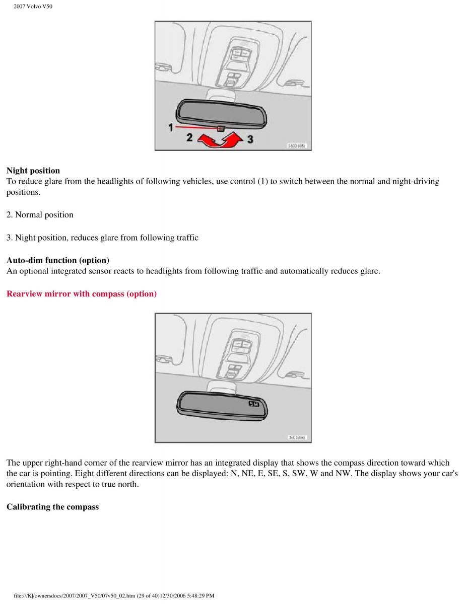 Volvo V50 owners manual / page 79