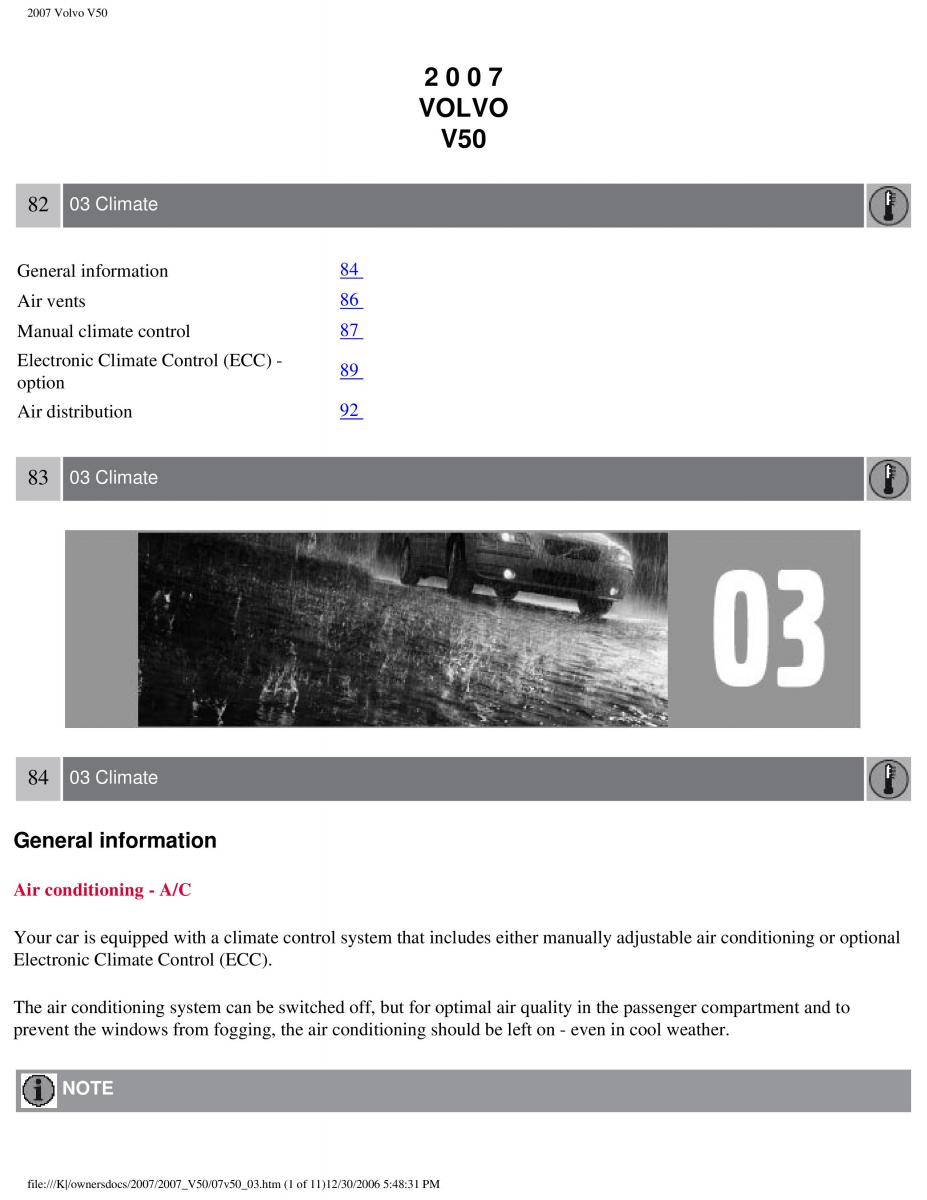 Volvo V50 owners manual / page 91