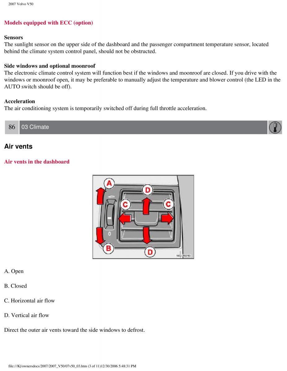 Volvo V50 owners manual / page 93