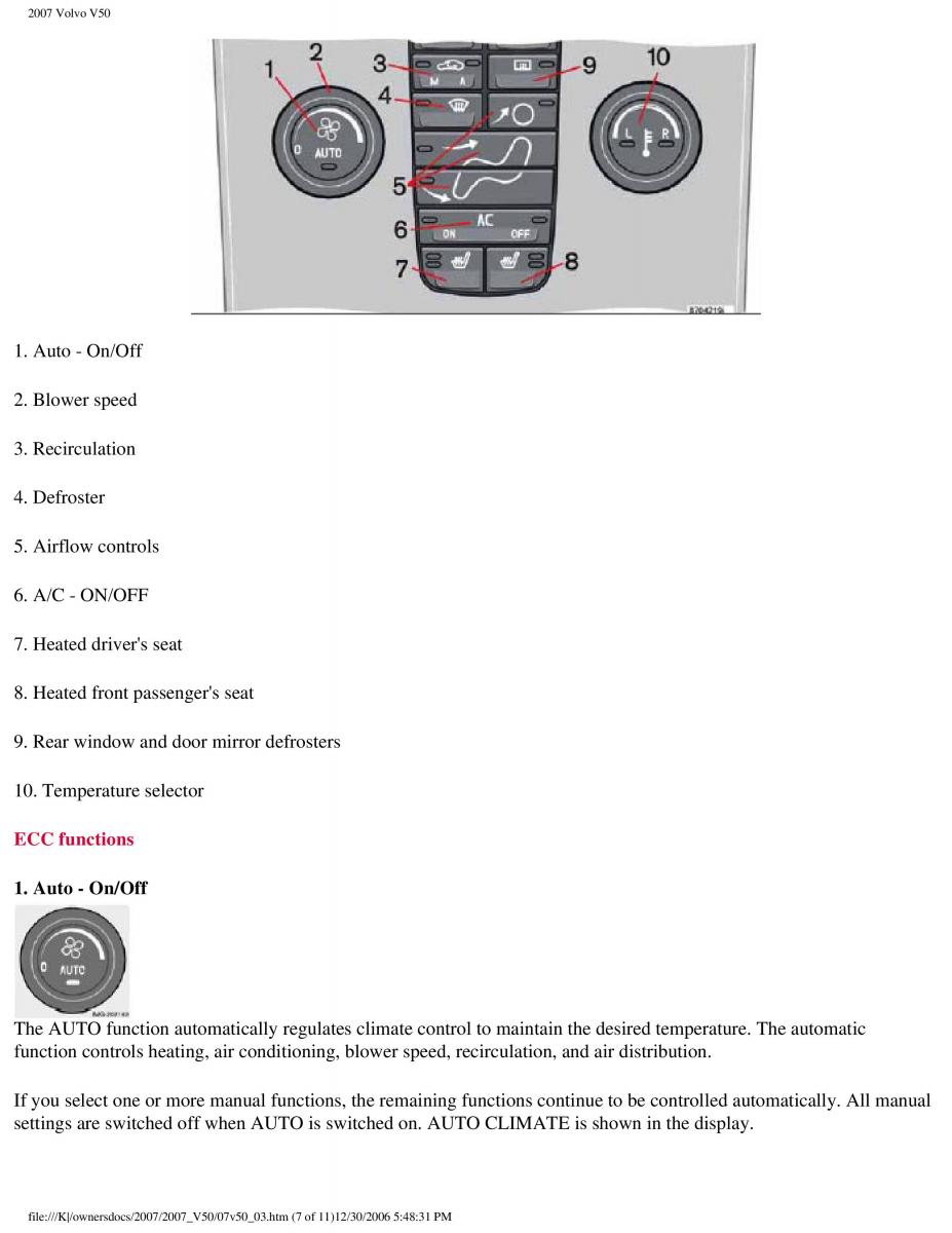 Volvo V50 owners manual / page 97