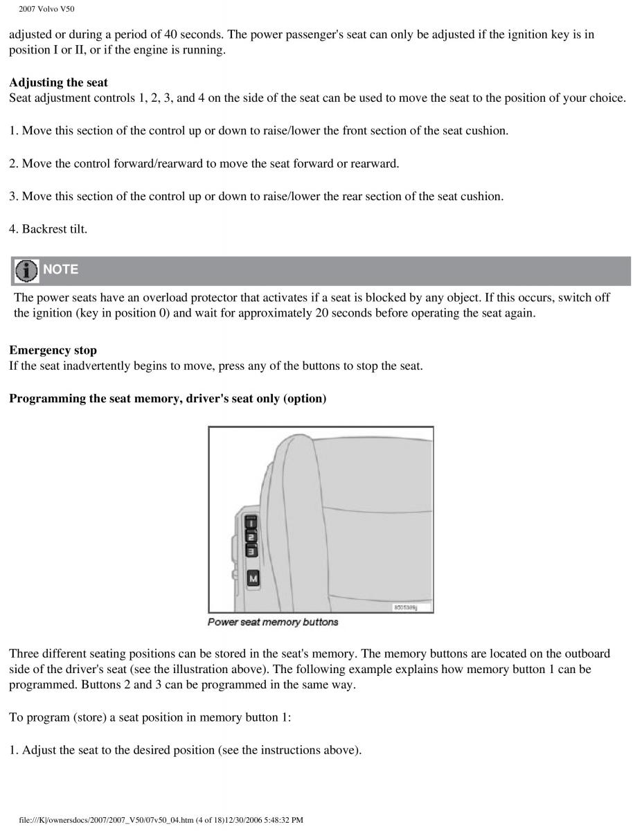 Volvo V50 owners manual / page 105