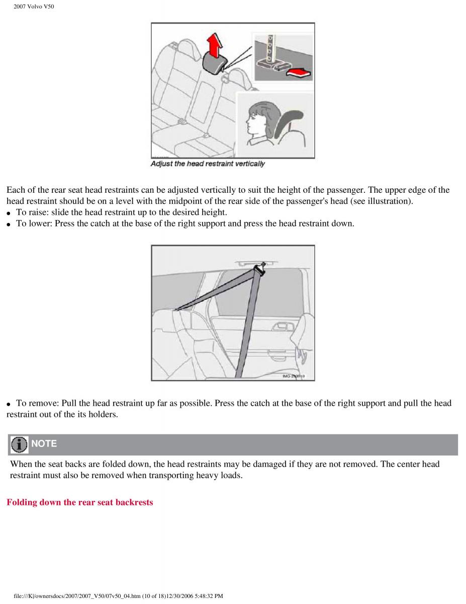 Volvo V50 owners manual / page 111