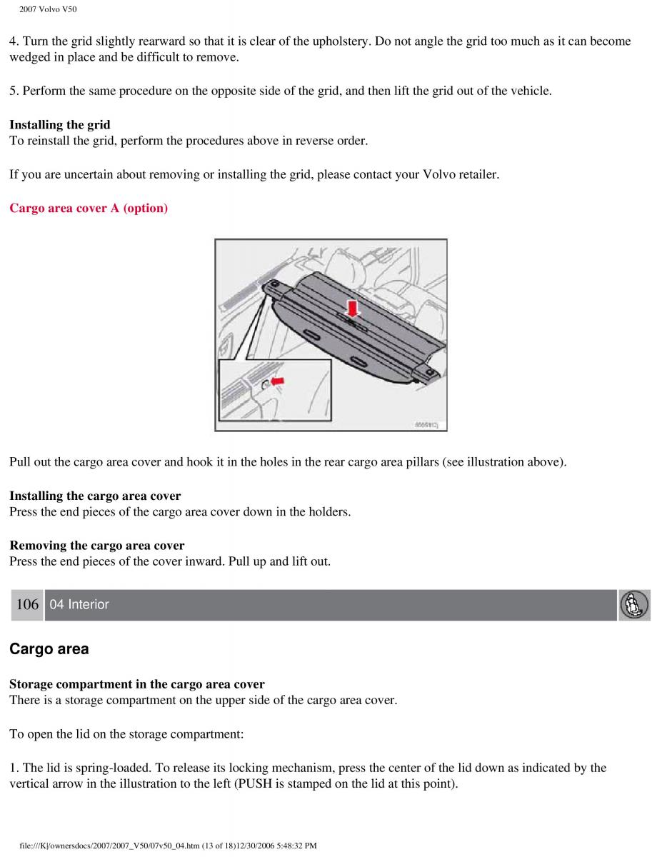 Volvo V50 owners manual / page 114