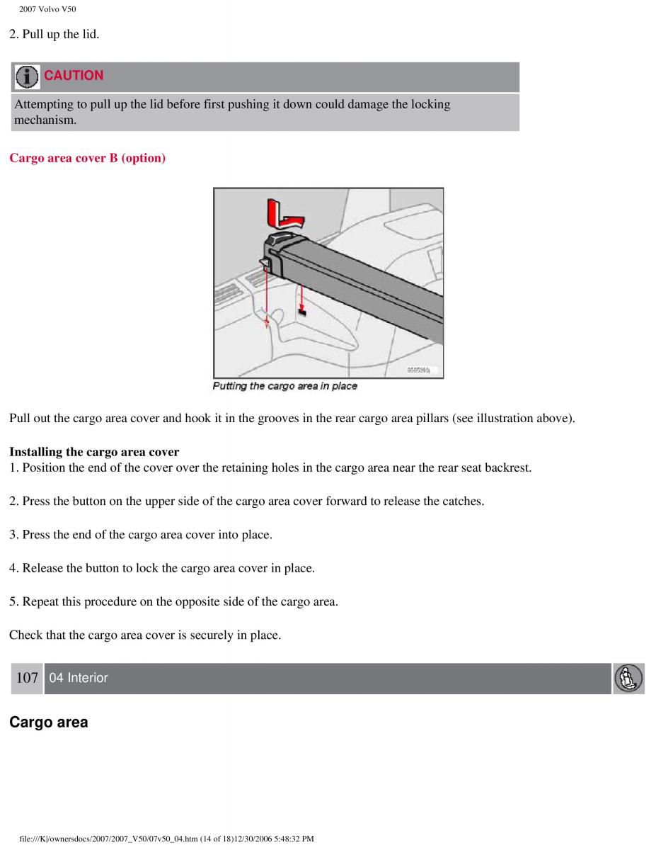 Volvo V50 owners manual / page 115