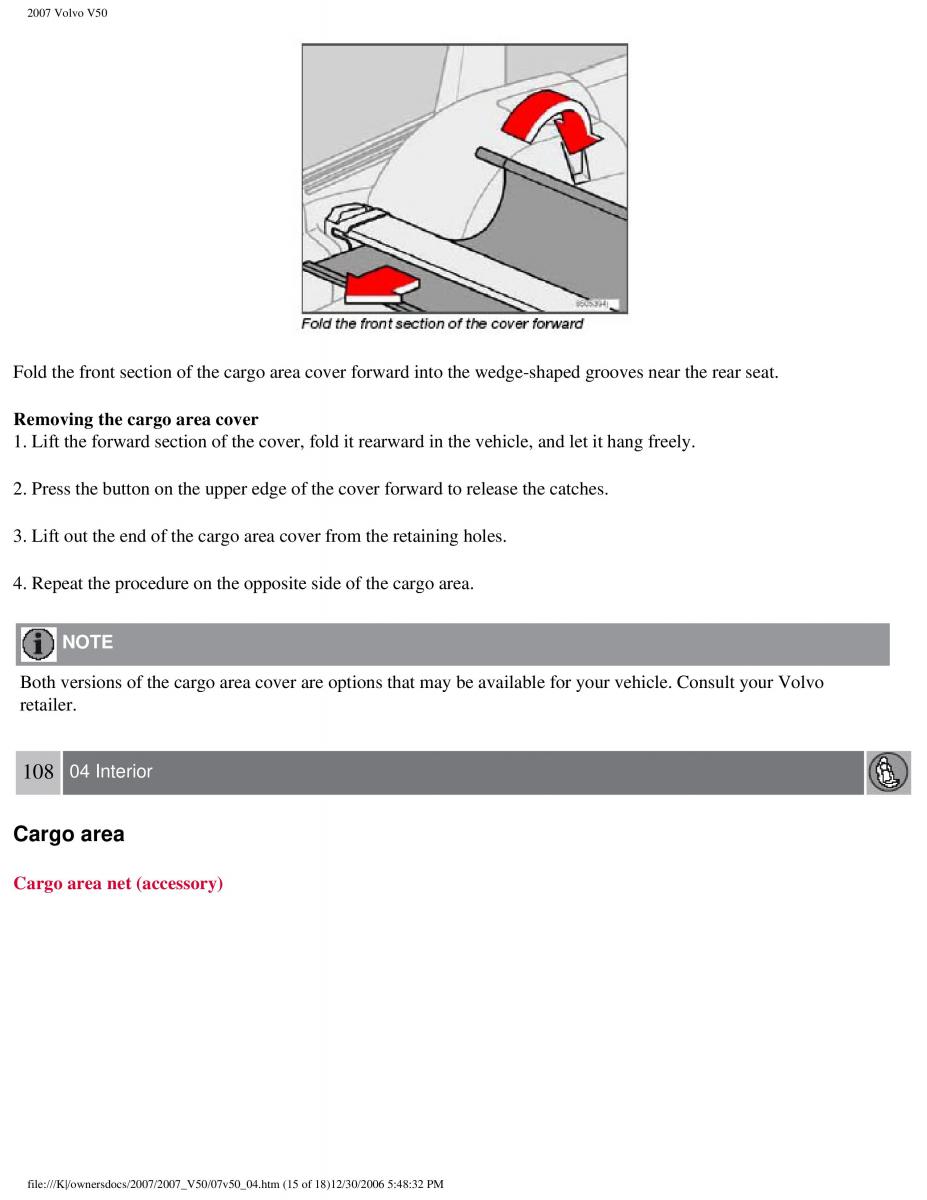 Volvo V50 owners manual / page 116