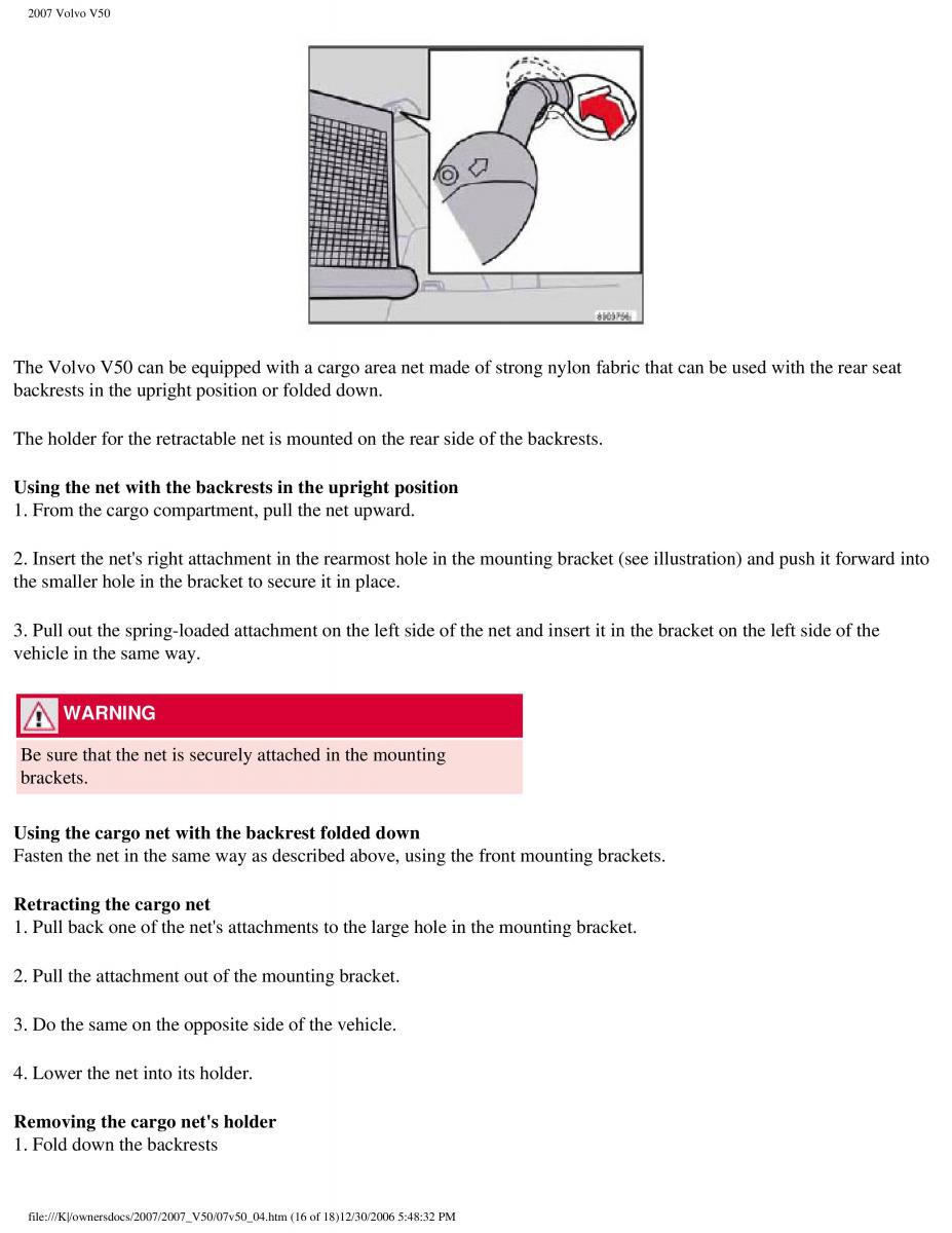 Volvo V50 owners manual / page 117