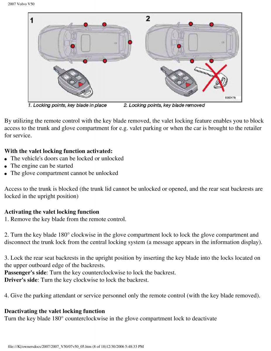 Volvo V50 owners manual / page 127