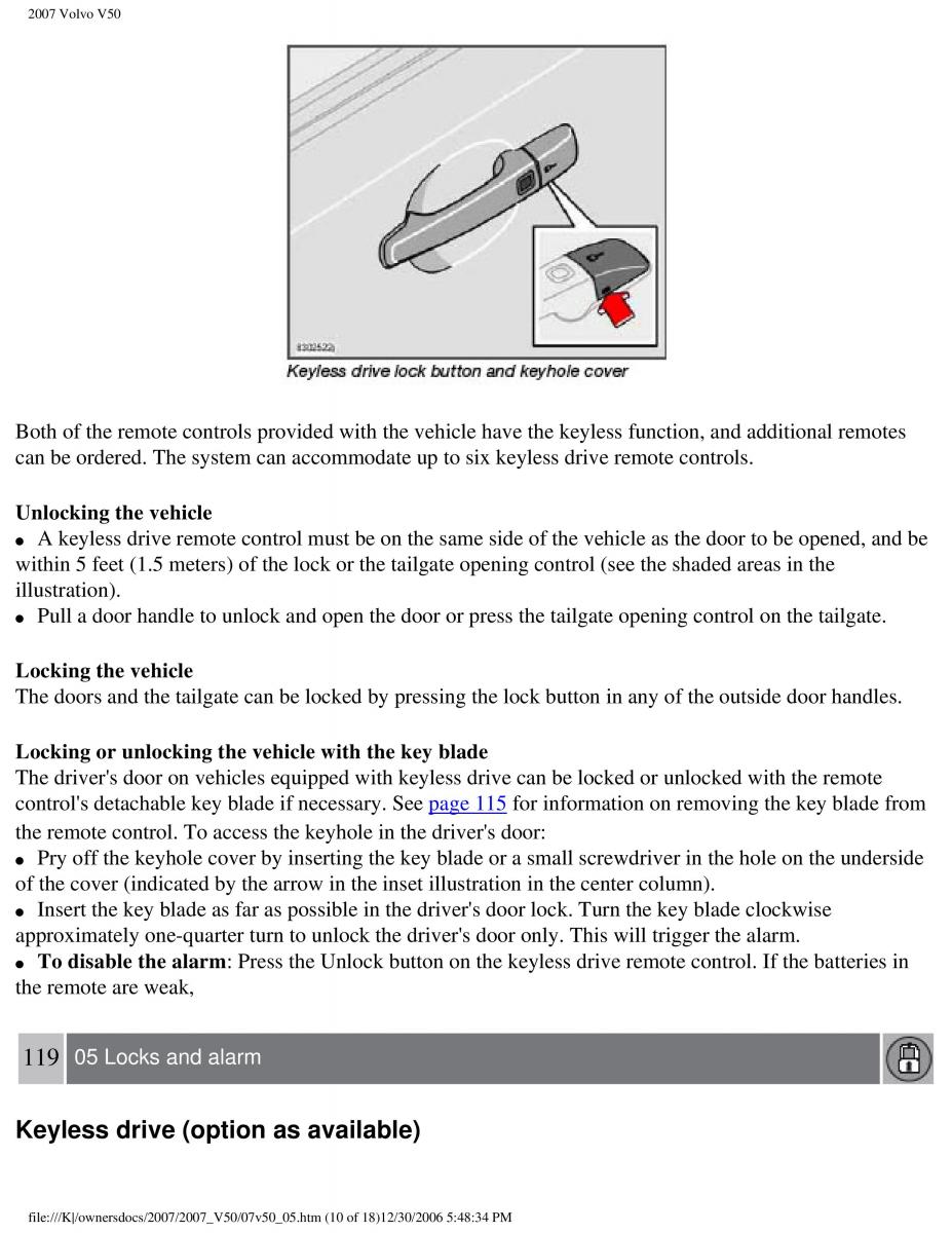 Volvo V50 owners manual / page 129