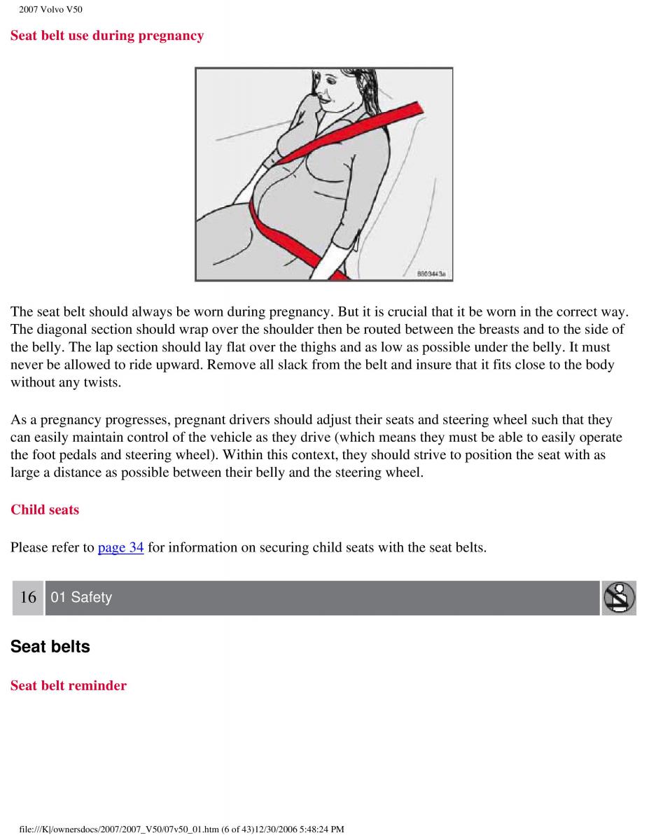 Volvo V50 owners manual / page 13