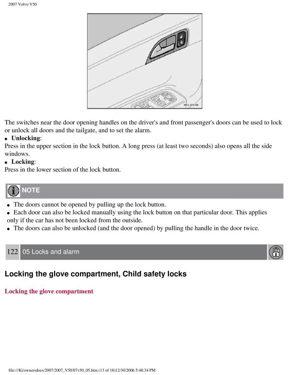 Volvo V50 owners manual / page 132